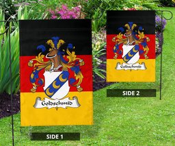 ScotsTee Shop Germans Goldschmid Coat of Arms on Germany Flag Garden Flag/ House Flag