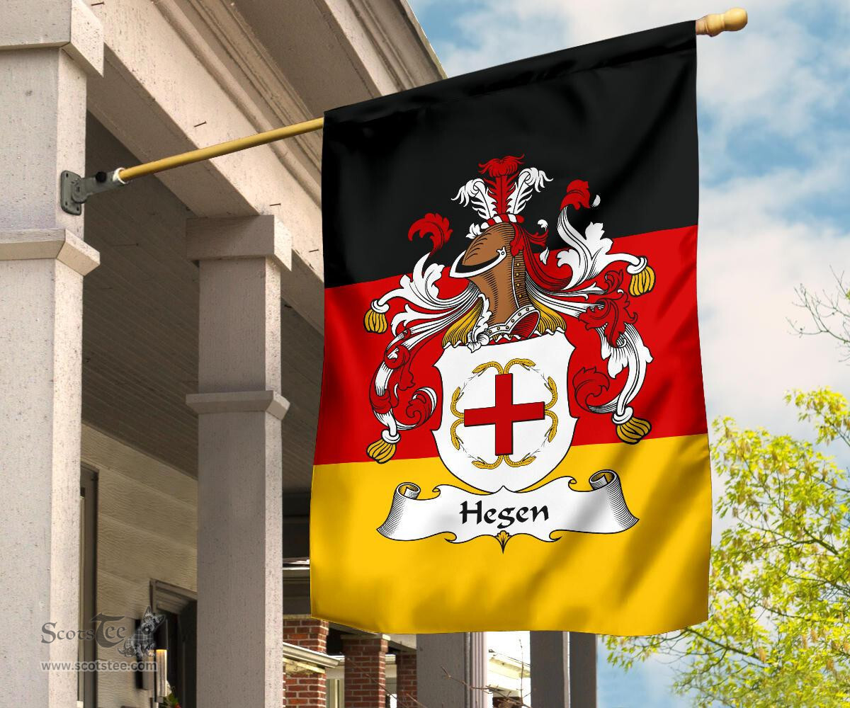 ScotsTee Shop Germans Hegen Coat of Arms on Germany Flag Garden Flag/ House Flag