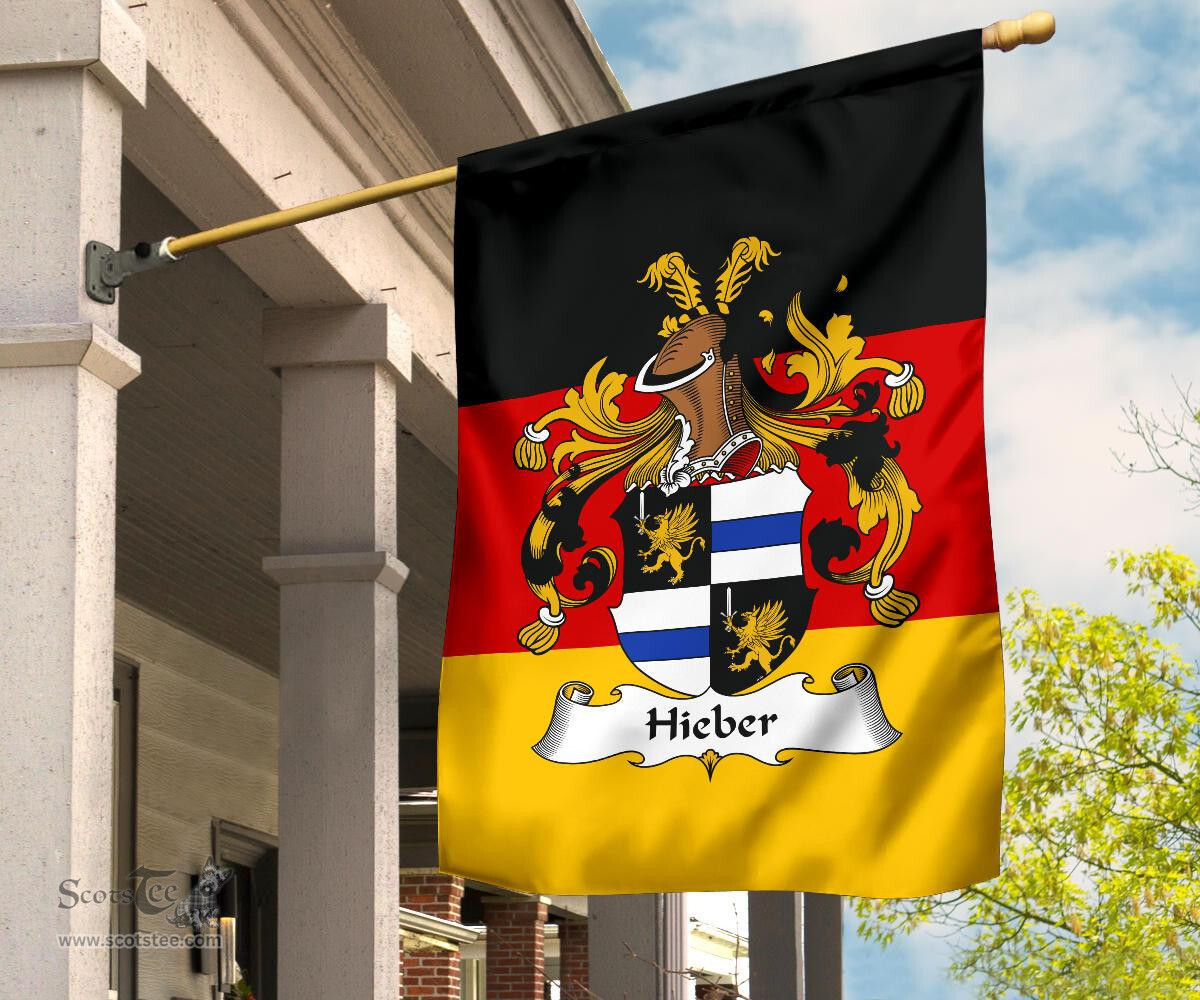 ScotsTee Shop Germans Hieber Coat of Arms on Germany Flag Garden Flag/ House Flag