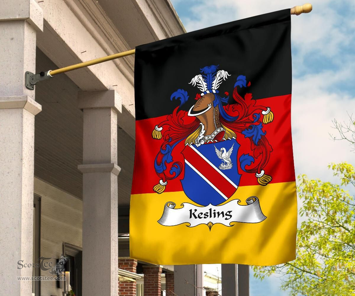 ScotsTee Shop Germans Kesling Coat of Arms on Germany Flag Garden Flag/ House Flag