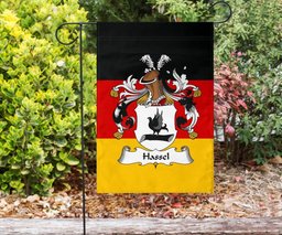 ScotsTee Shop Germans Hassel Coat of Arms on Germany Flag Garden Flag/ House Flag