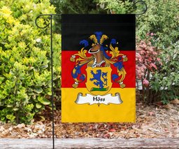 ScotsTee Shop Germans Hoss Coat of Arms on Germany Flag Garden Flag/ House Flag