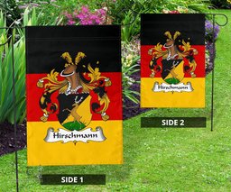 ScotsTee Shop Germans Hirschmann Coat of Arms on Germany Flag Garden Flag/ House Flag