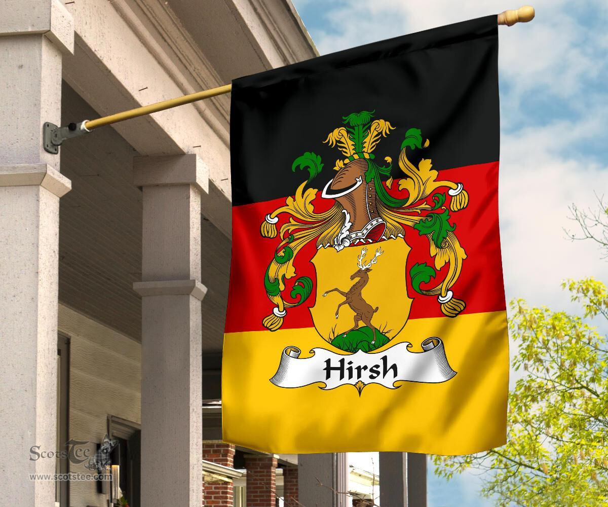 ScotsTee Shop Germans Hirsh Coat of Arms on Germany Flag Garden Flag/ House Flag