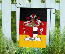 ScotsTee Shop Germans Hausler Coat of Arms on Germany Flag Garden Flag/ House Flag