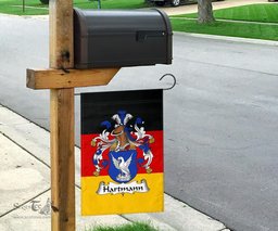 ScotsTee Shop Germans Hartmann Coat of Arms on Germany Flag Garden Flag/ House Flag