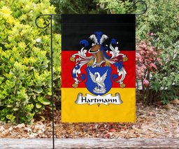 ScotsTee Shop Germans Hartmann Coat of Arms on Germany Flag Garden Flag/ House Flag