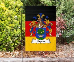 ScotsTee Shop Germans Hagens Coat of Arms on Germany Flag Garden Flag/ House Flag
