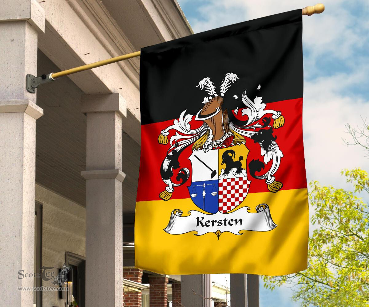 ScotsTee Shop Germans Kersten Coat of Arms on Germany Flag Garden Flag/ House Flag