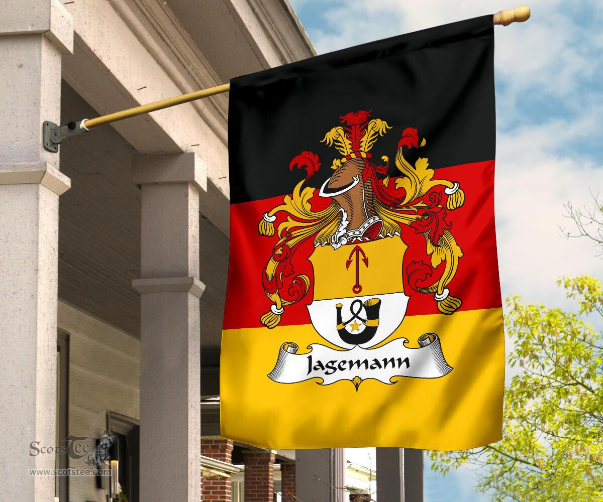 ScotsTee Shop Germans Jagemann Coat of Arms on Germany Flag Garden Flag/ House Flag