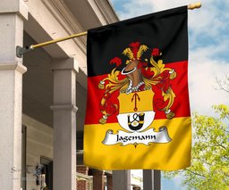 ScotsTee Shop Germans Jagemann Coat of Arms on Germany Flag Garden Flag/ House Flag