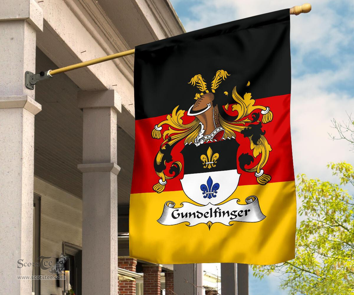 ScotsTee Shop Germans Gundelfinger Coat of Arms on Germany Flag Garden Flag/ House Flag