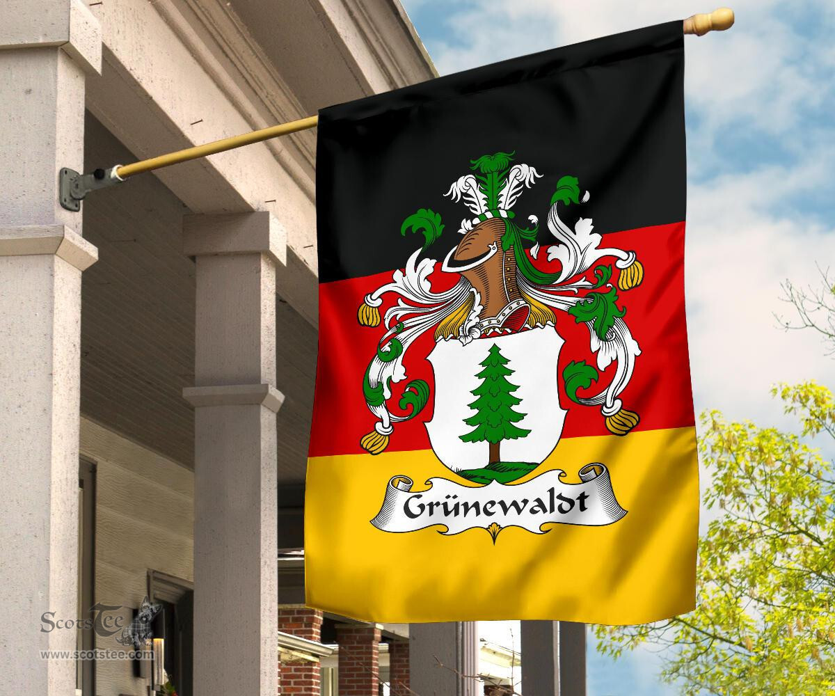 ScotsTee Shop Germans Grunewaldt Coat of Arms on Germany Flag Garden Flag/ House Flag