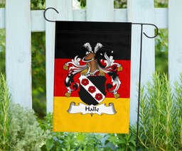 ScotsTee Shop Germans Halle Coat of Arms on Germany Flag Garden Flag/ House Flag