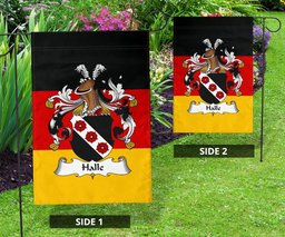 ScotsTee Shop Germans Halle Coat of Arms on Germany Flag Garden Flag/ House Flag