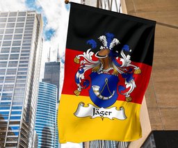 ScotsTee Shop Germans Jager Coat of Arms on Germany Flag Garden Flag/ House Flag