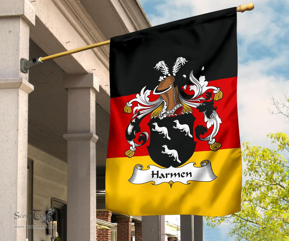 ScotsTee Shop Germans Harmen Coat of Arms on Germany Flag Garden Flag/ House Flag