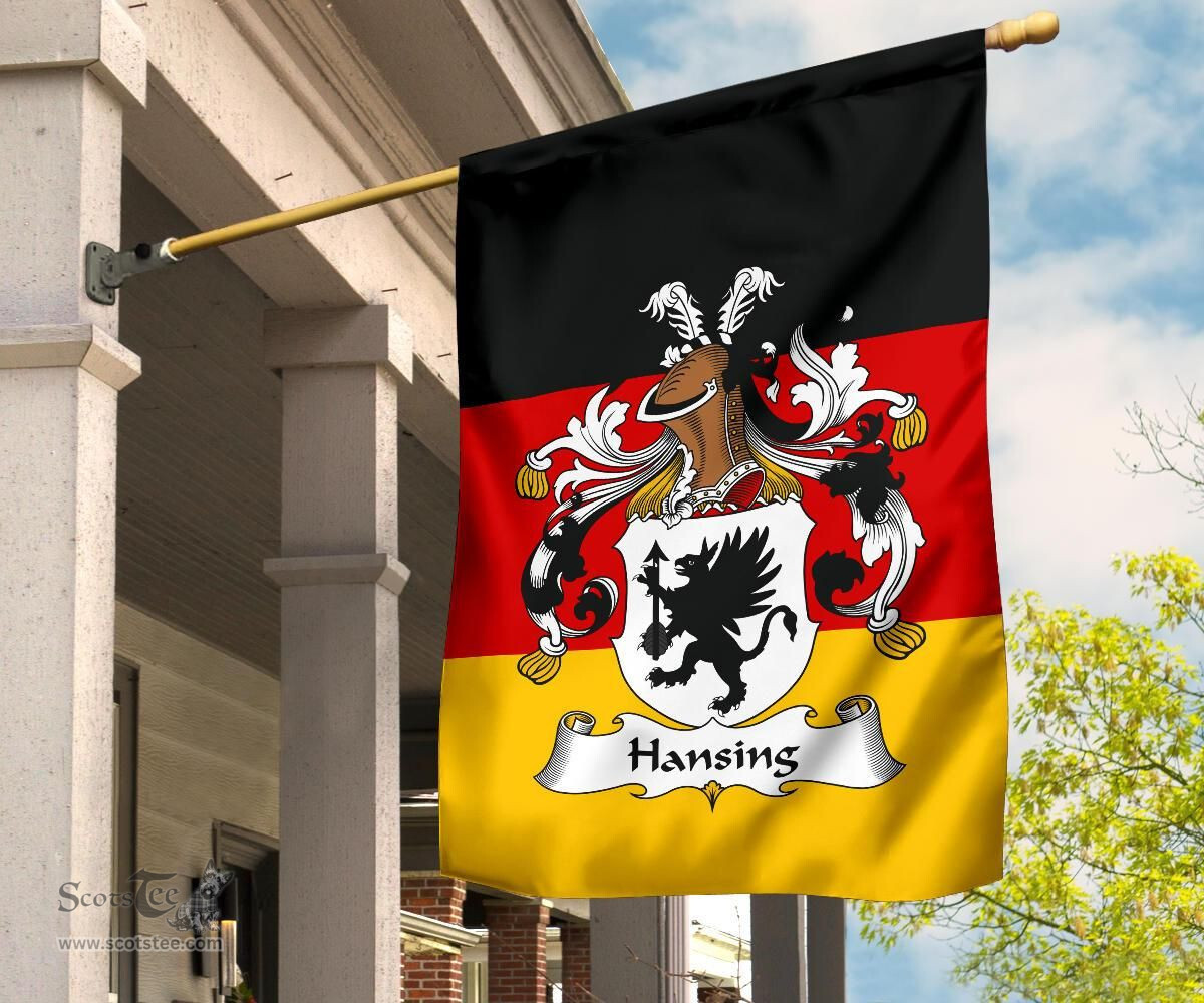 ScotsTee Shop Germans Hansing Coat of Arms on Germany Flag Garden Flag/ House Flag