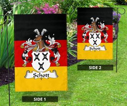 ScotsTee Shop Germans Schott Coat of Arms on Germany Flag Garden Flag/ House Flag