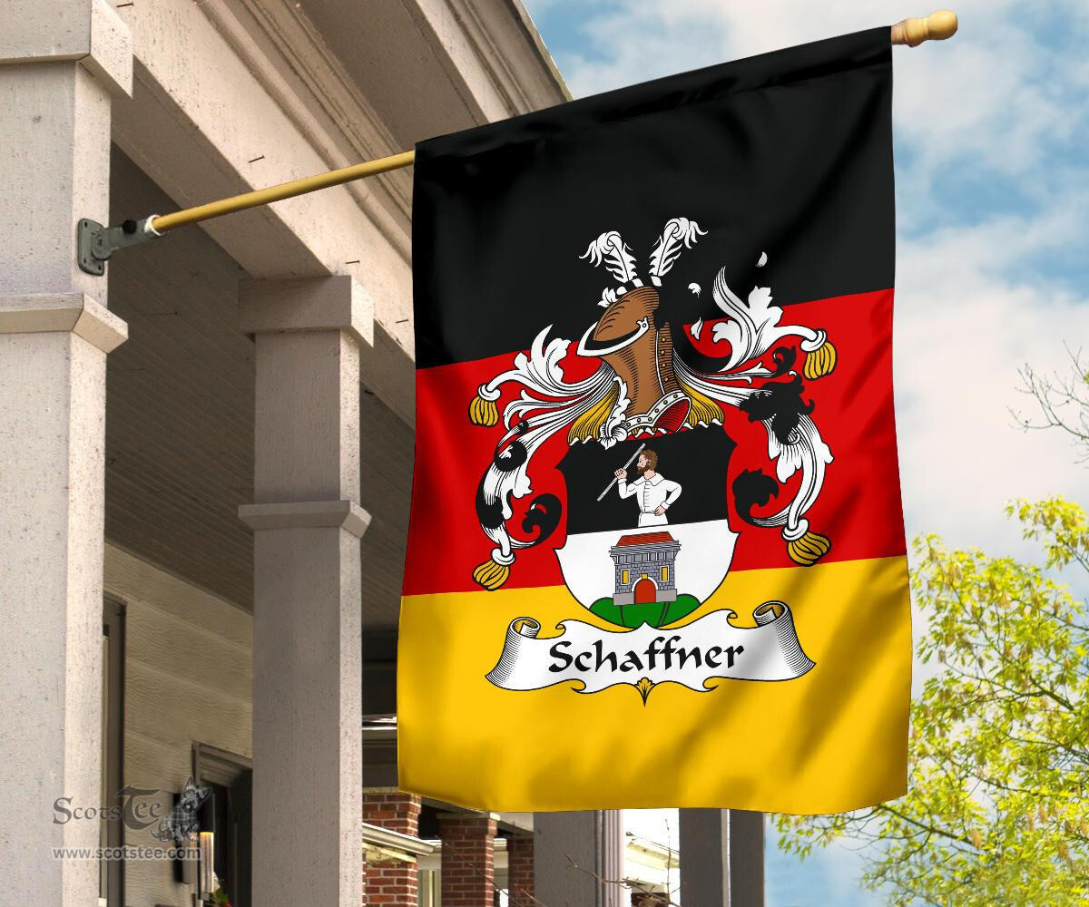 ScotsTee Shop Germans Schaffner Coat of Arms on Germany Flag Garden Flag/ House Flag