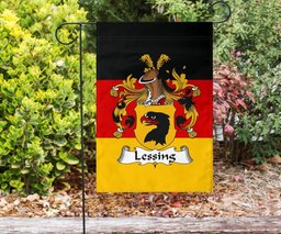 ScotsTee Shop Germans Lessing Coat of Arms on Germany Flag Garden Flag/ House Flag