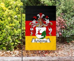 ScotsTee Shop Germans Schoning Coat of Arms on Germany Flag Garden Flag/ House Flag