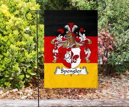 ScotsTee Shop Germans Spengler Coat of Arms on Germany Flag Garden Flag/ House Flag