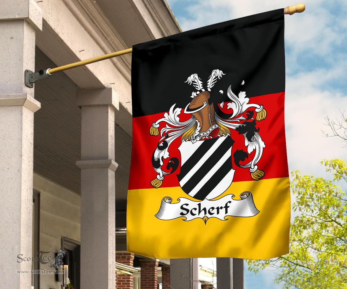 ScotsTee Shop Germans Scherf Coat of Arms on Germany Flag Garden Flag/ House Flag
