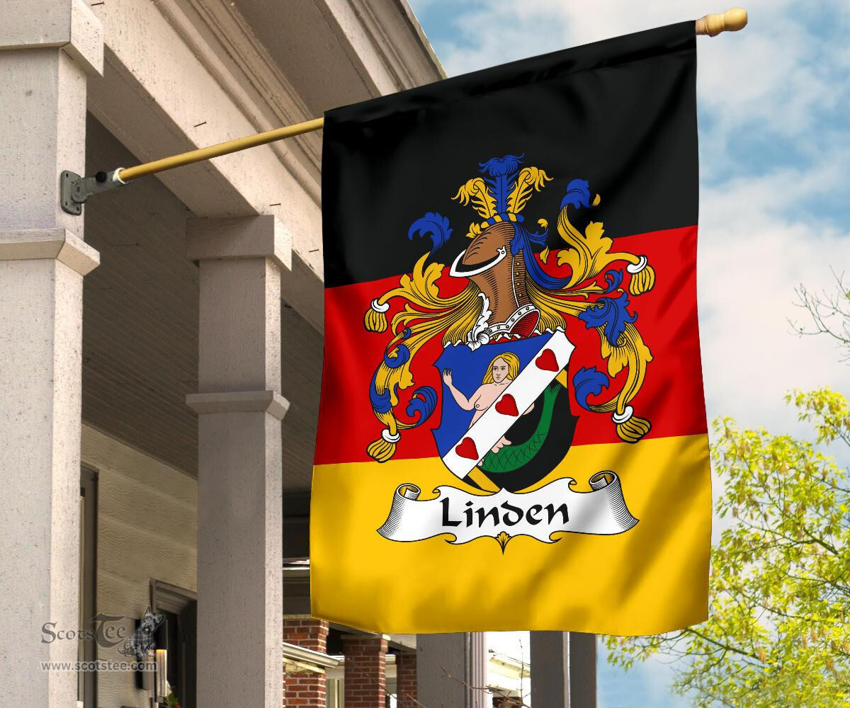 ScotsTee Shop Germans Linden Coat of Arms on Germany Flag Garden Flag/ House Flag
