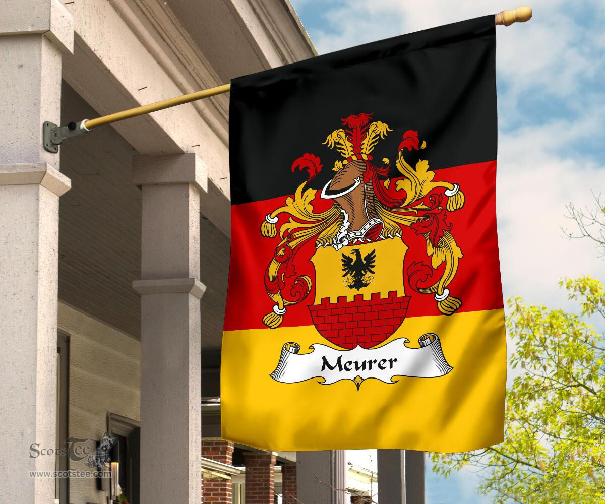 ScotsTee Shop Germans Meurer Coat of Arms on Germany Flag Garden Flag/ House Flag