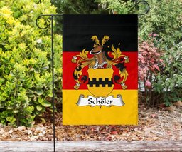 ScotsTee Shop Germans Scholer Coat of Arms on Germany Flag Garden Flag/ House Flag