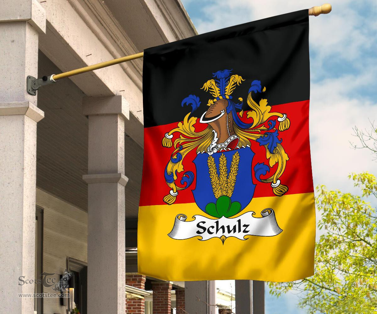 ScotsTee Shop Germans Schulz Coat of Arms on Germany Flag Garden Flag/ House Flag