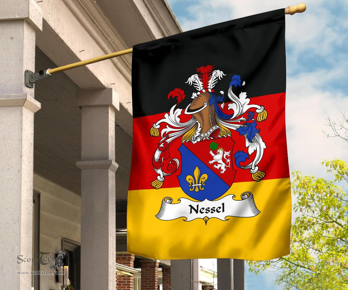 ScotsTee Shop Germans Nessel Coat of Arms on Germany Flag Garden Flag/ House Flag