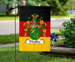 ScotsTee Shop Germans Pfeiffer Coat of Arms on Germany Flag Garden Flag/ House Flag