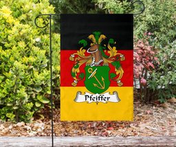 ScotsTee Shop Germans Pfeiffer Coat of Arms on Germany Flag Garden Flag/ House Flag