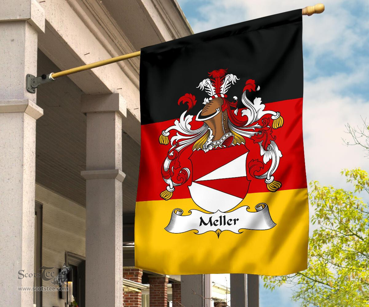 ScotsTee Shop Germans Meller Coat of Arms on Germany Flag Garden Flag/ House Flag