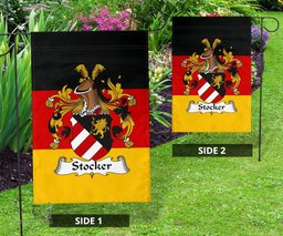 ScotsTee Shop Germans Stocker Coat of Arms on Germany Flag Garden Flag/ House Flag