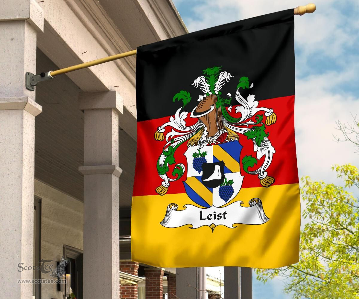 ScotsTee Shop Germans Leist Coat of Arms on Germany Flag Garden Flag/ House Flag