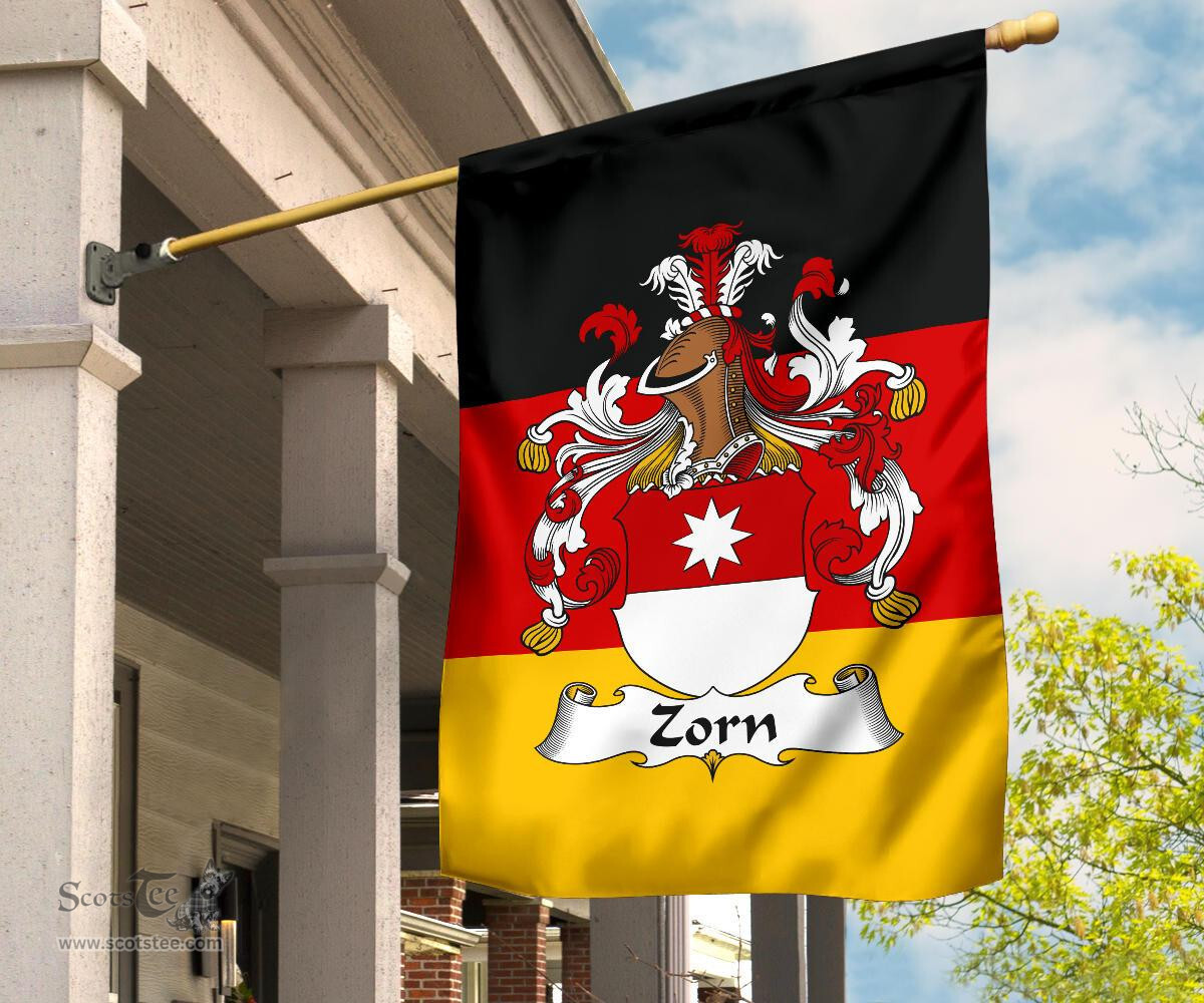 ScotsTee Shop Germans Zorn Coat of Arms on Germany Flag Garden Flag/ House Flag