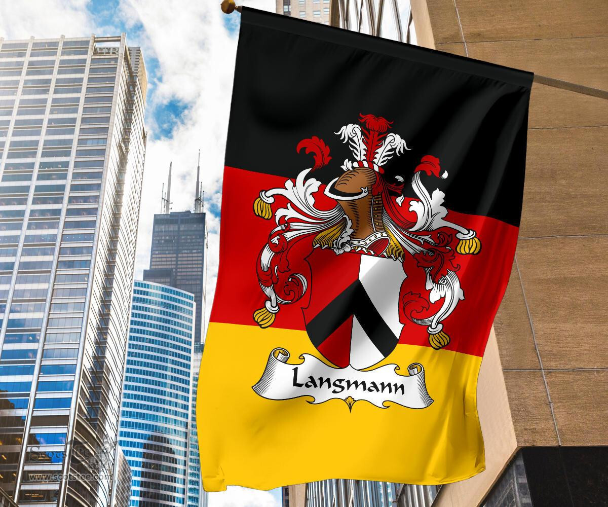 ScotsTee Shop Germans Langmann Coat of Arms on Germany Flag Garden Flag/ House Flag