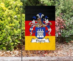 ScotsTee Shop Germans Thurm Coat of Arms on Germany Flag Garden Flag/ House Flag