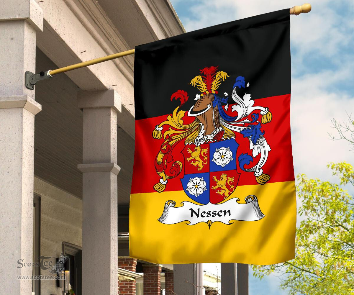 ScotsTee Shop Germans Nessen Coat of Arms on Germany Flag Garden Flag/ House Flag