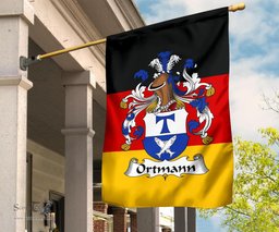ScotsTee Shop Germans Ortmann Coat of Arms on Germany Flag Garden Flag/ House Flag