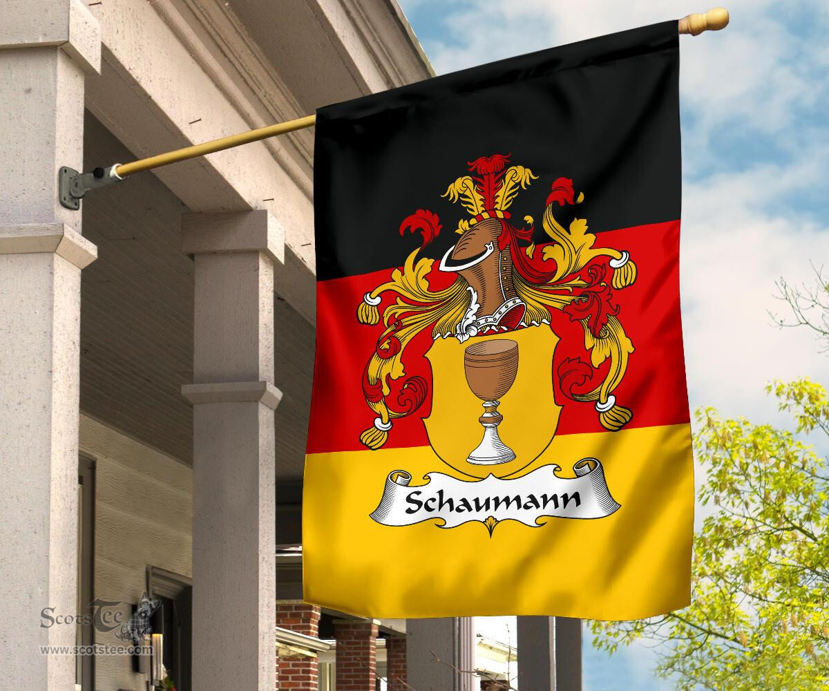 ScotsTee Shop Germans Schaumann Coat of Arms on Germany Flag Garden Flag/ House Flag