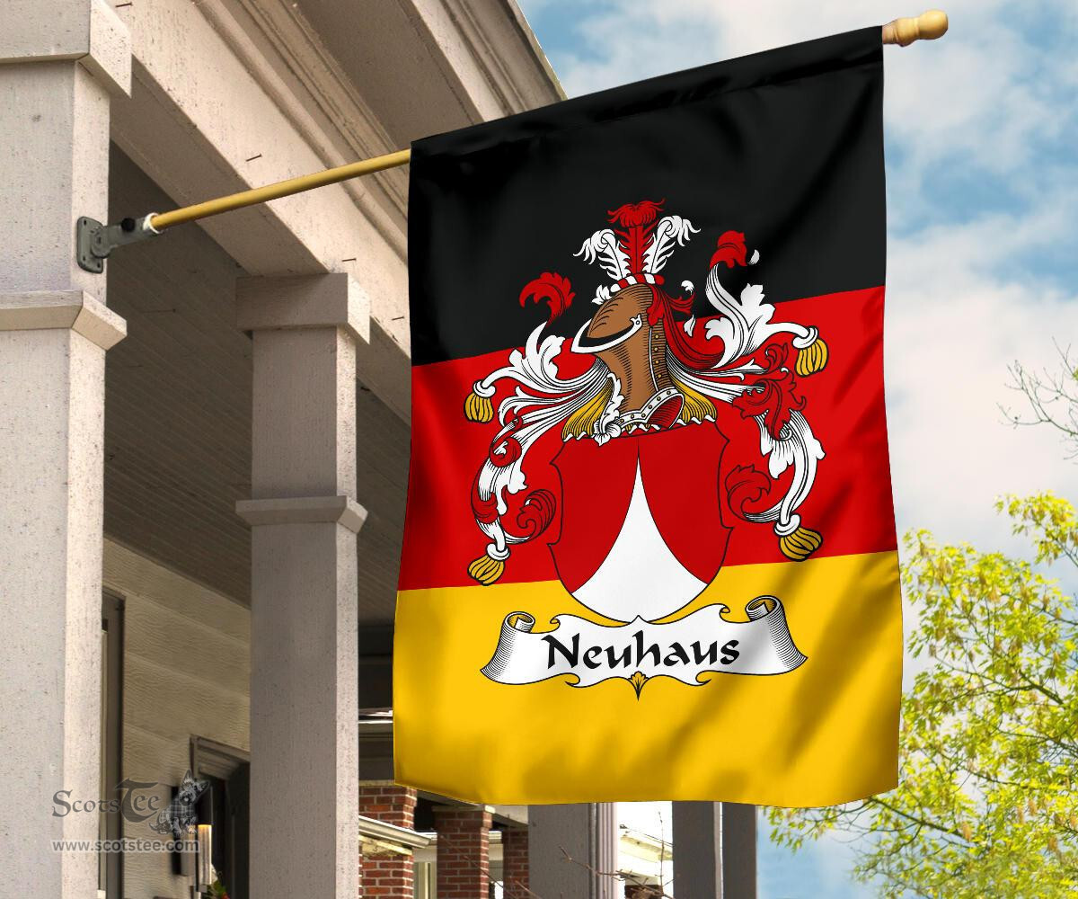 ScotsTee Shop Germans Neuhaus Coat of Arms on Germany Flag Garden Flag/ House Flag
