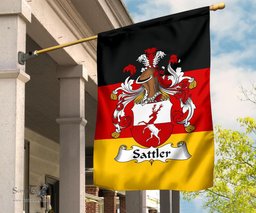 ScotsTee Shop Germans Sattler Coat of Arms on Germany Flag Garden Flag/ House Flag