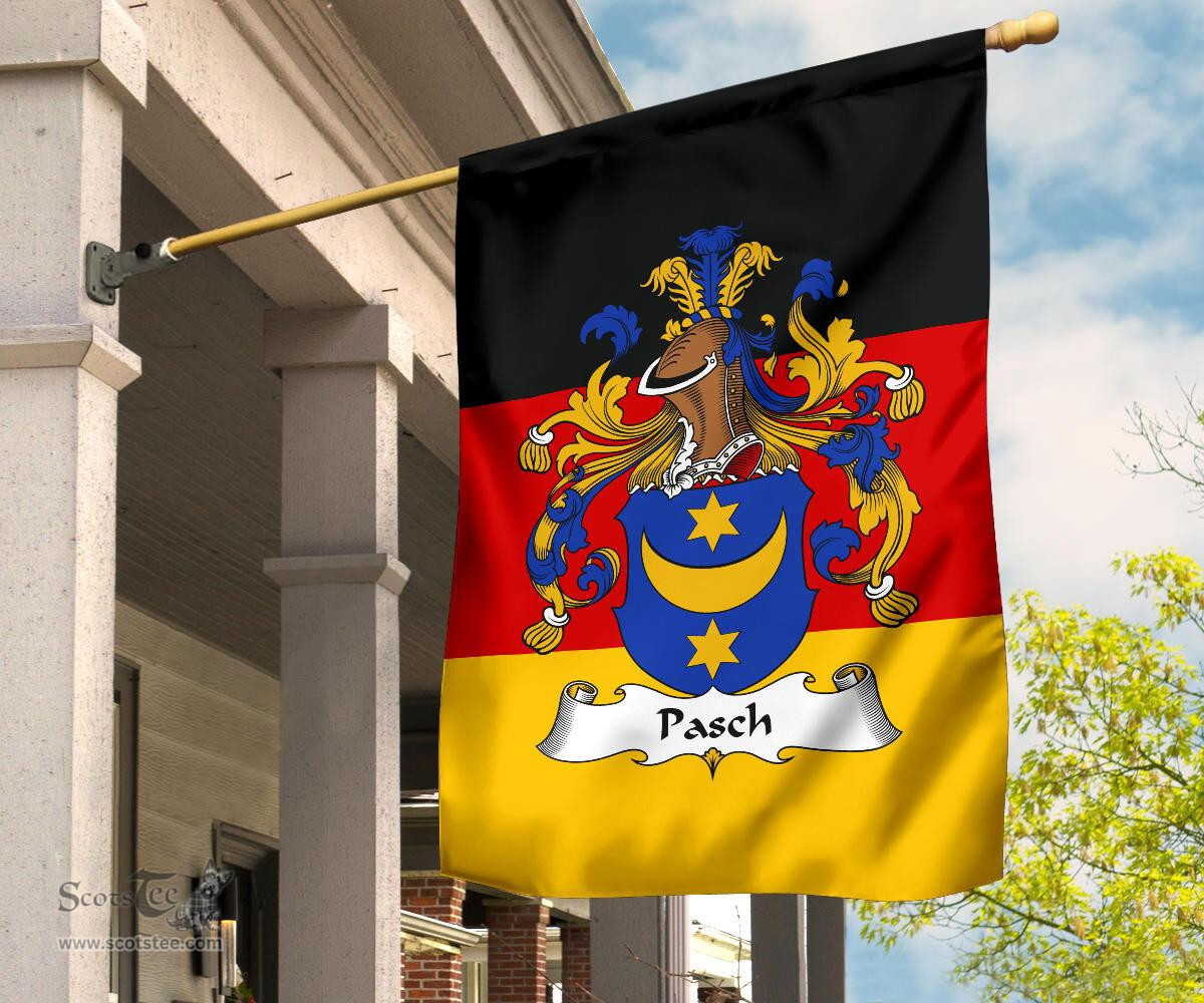 ScotsTee Shop Germans Pasch Coat of Arms on Germany Flag Garden Flag/ House Flag