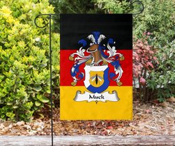 ScotsTee Shop Germans Muck Coat of Arms on Germany Flag Garden Flag/ House Flag