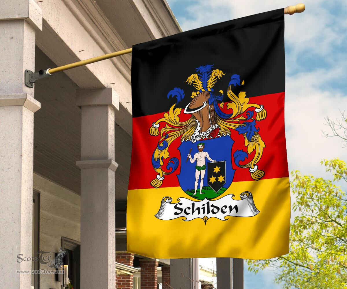 ScotsTee Shop Germans Schilden Coat of Arms on Germany Flag Garden Flag/ House Flag