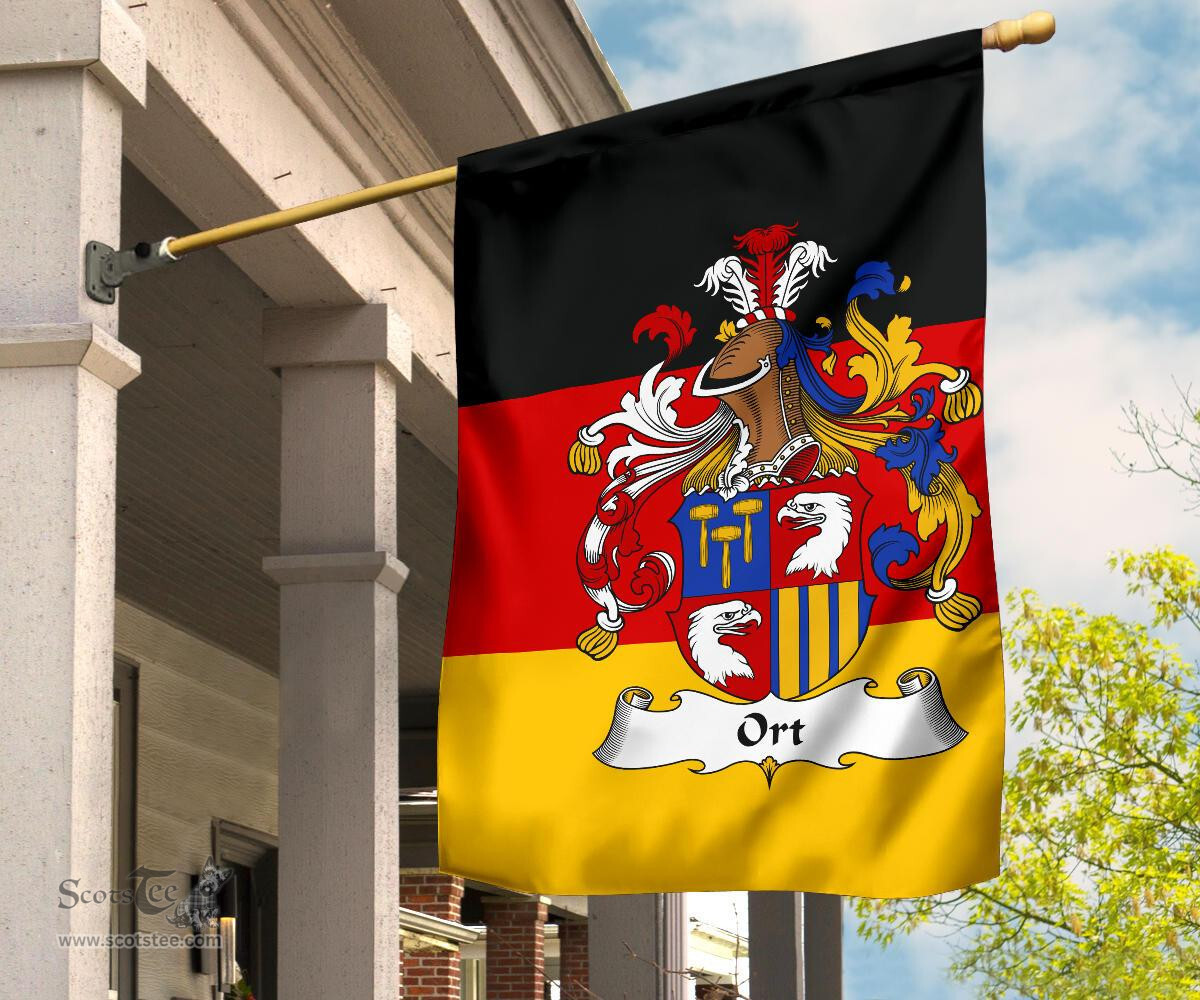 ScotsTee Shop Germans Ort Coat of Arms on Germany Flag Garden Flag/ House Flag